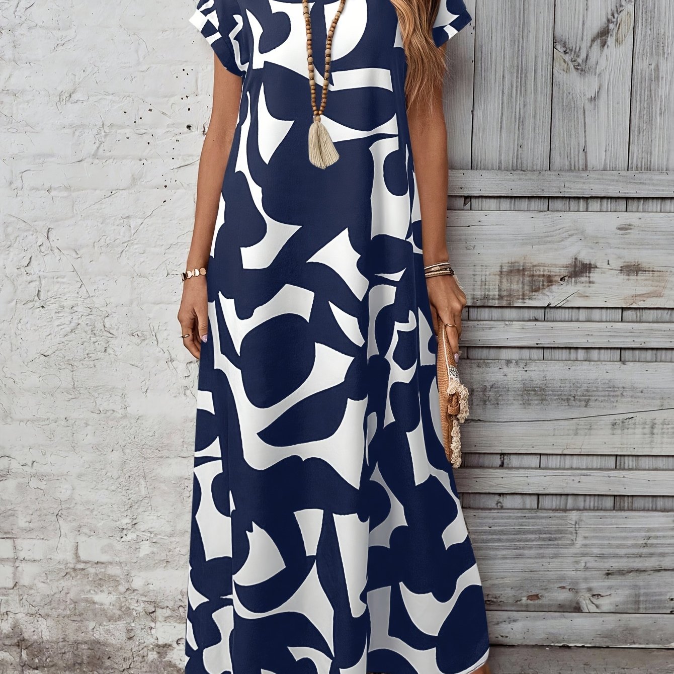 Women's Print Dress, Suitable For Vacation Wear