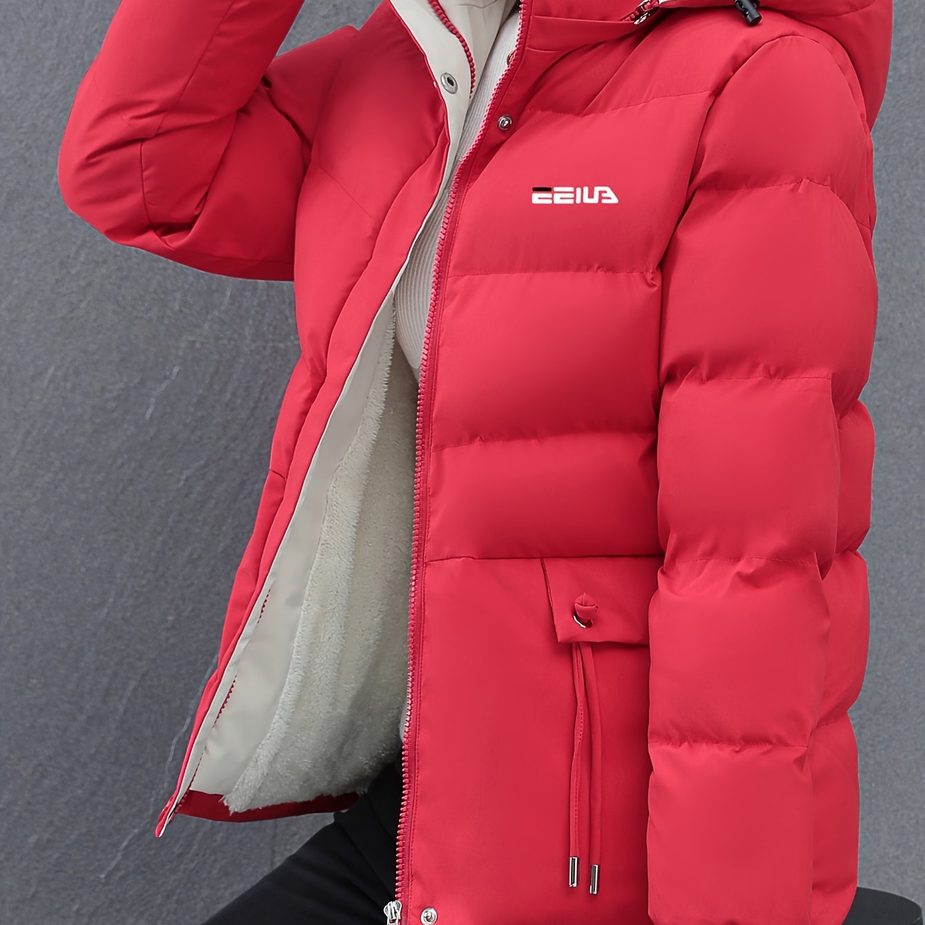 TEMU Autumn/winter Women's -lined Thickened Warm Versatile High-end Lightweight Fashionable Hooded Jacket