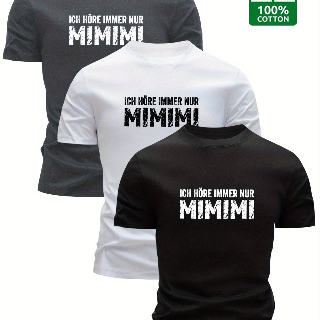 Set Of 3 Men's T-shirts Made Of 100%, Perfect For Summer, Versatile , Breathable And Comfortable, Essential For Casual Daily Wear, In Options