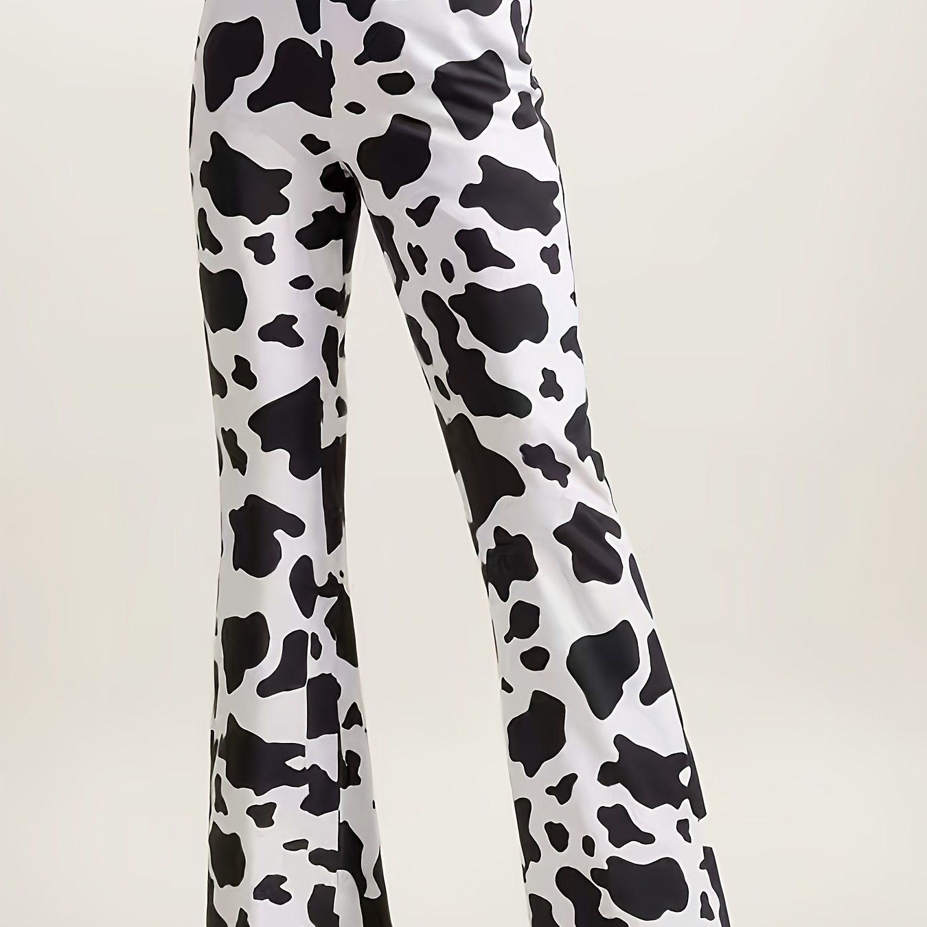 TEMU Damen Mode bedruckte Schlaghose mit hohem Bund, lässige Oberbekleidungs-Hose