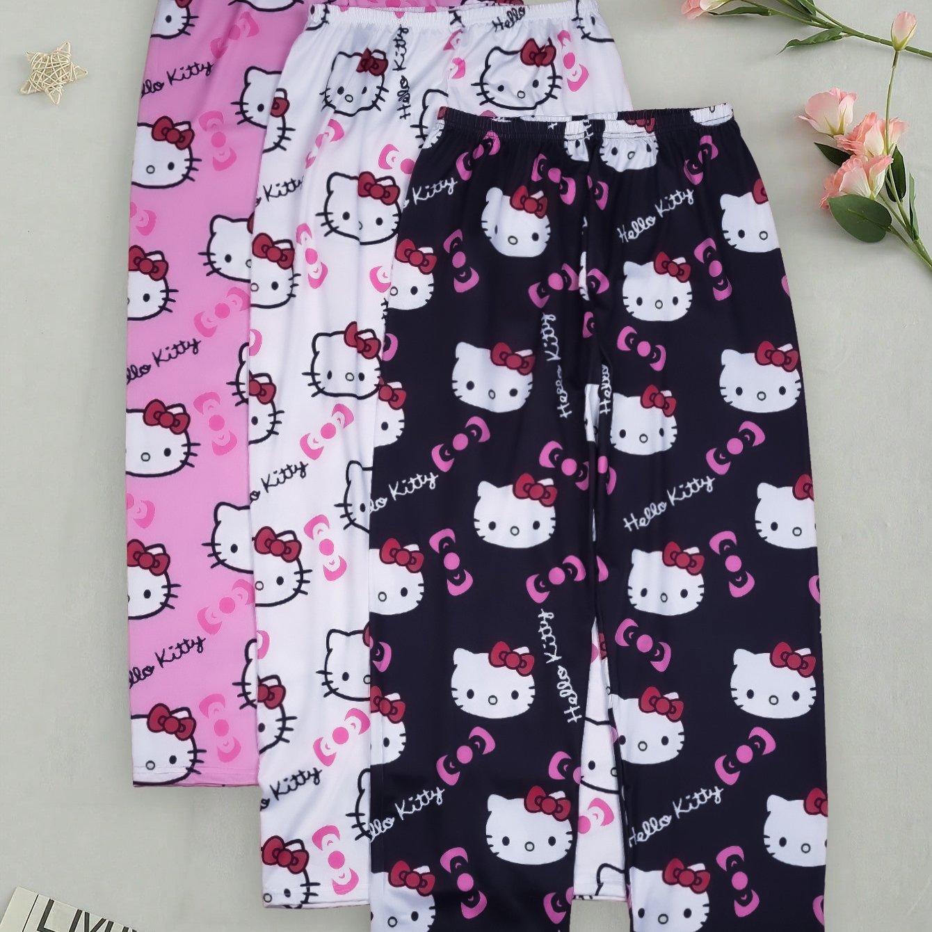 TEMU 3pcs Hello Kitty Pajamas Pants Anime Women's Pajama Pants Cartoon Couple Home Sleepwear Trousers Clothing