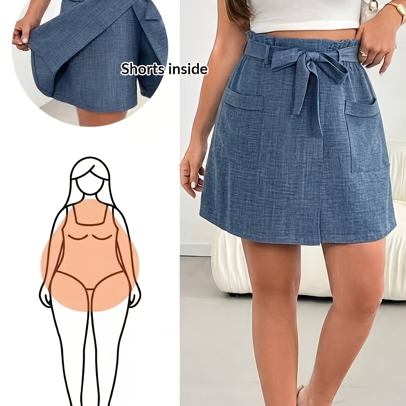 Women's Fashion Casual Solid Color Double Layer Loose Shorts
