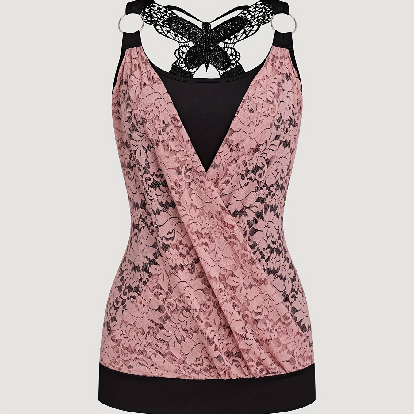 Elegant Women's Tank Top With Lace And Appliqué