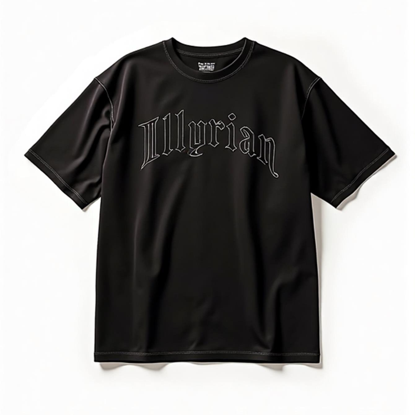Men's Black Oversized T-shirt Showcasing Gothic-style Script. From A Soft Material, It Provides A And A Easy Design, Ideal For Casual Wear And Cultural