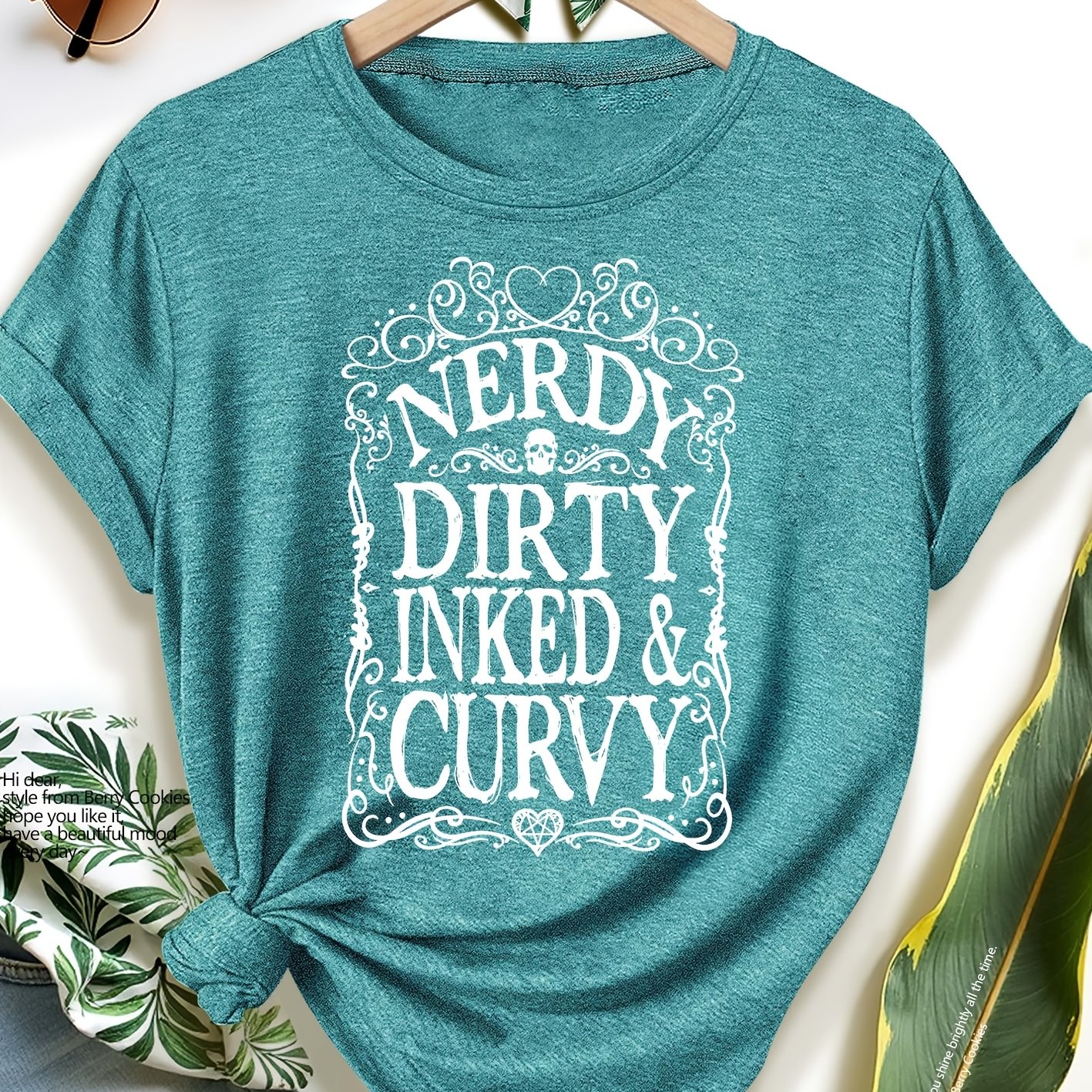 TEMU Plus Size Women's Summer New Short-sleeved T-shirt Dirty & Curvy Retro Pattern Slogan Print Spring, Summer And Autumn Elegant Retro Style Loose