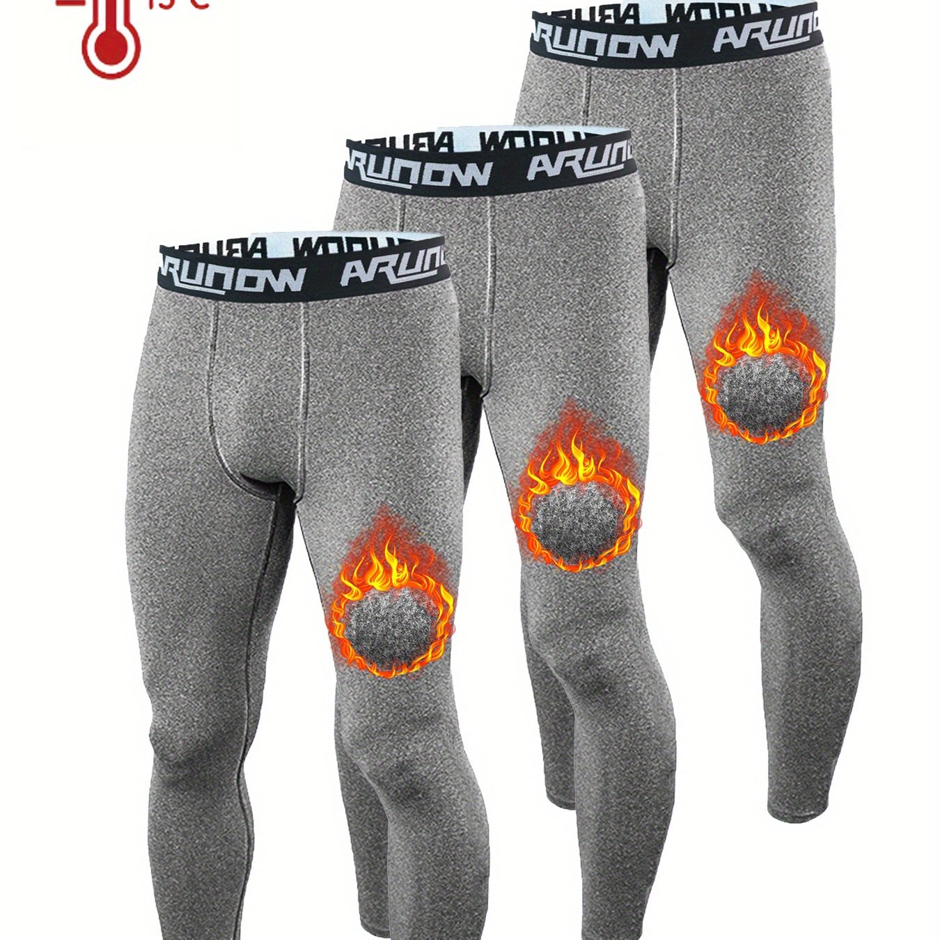 TEMU 3pcs Men's Leggings, High-elastic Waistband Tights, Men's Slim Fit Pants, Thermal Long Pants, Thermal Underwear, Winter Clothes For Men