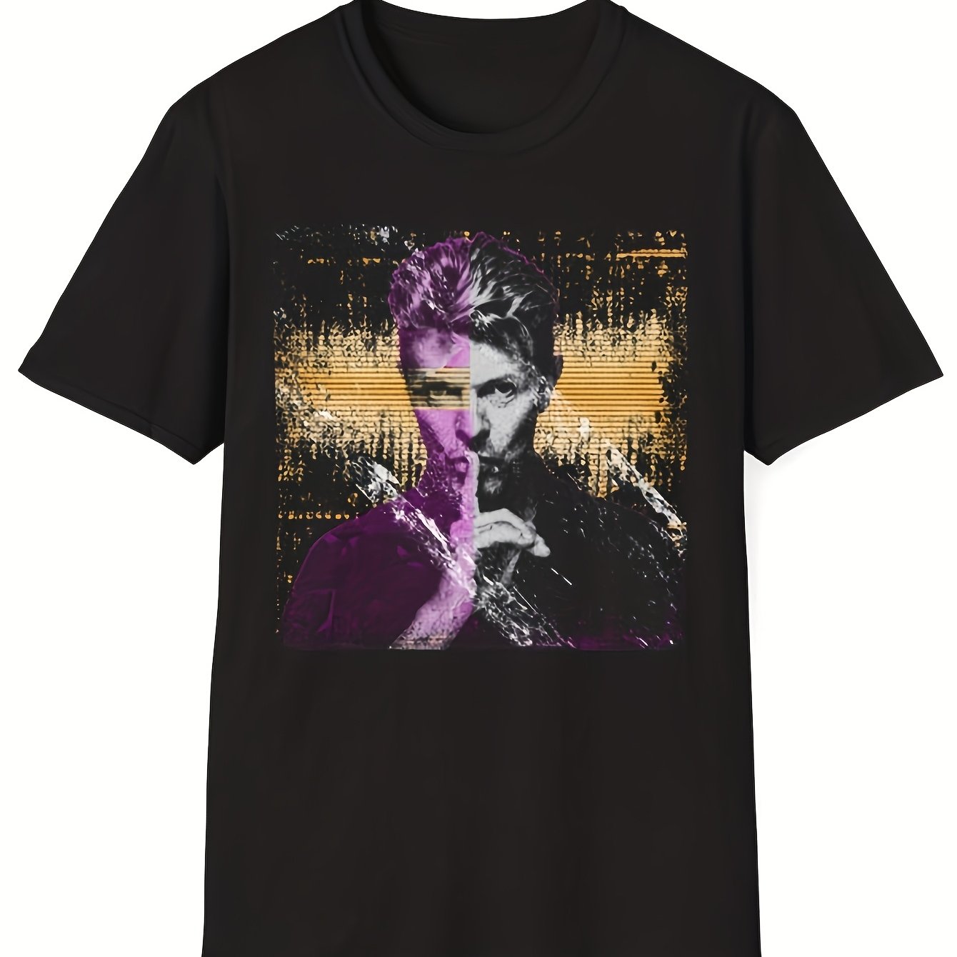 Men's Vintage Music Icon Tee - Retro Emblem Shirt, Short-sleeve Casual Crew Neck, Classic Design, Perfect For - An Gift For Your Boyfriend, New Collectible Clothing, Uni