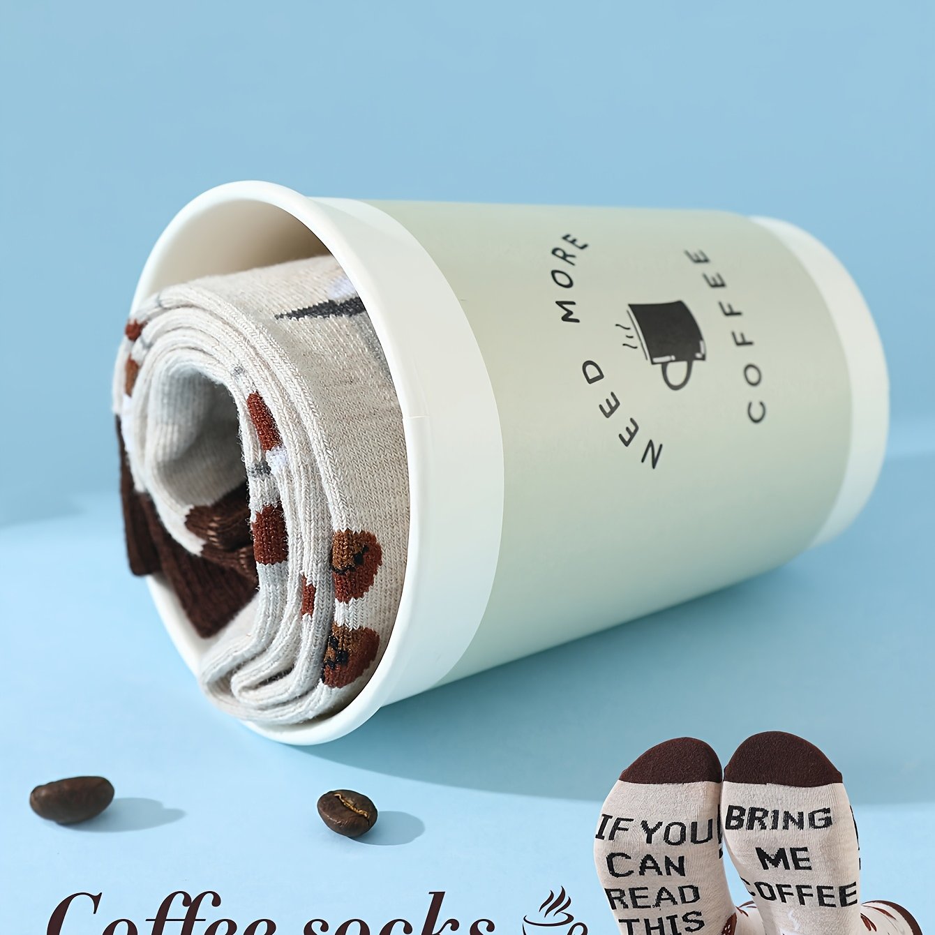 TEMU 1 Pair Of Trendy Fashion Sports Socks, New Autumn/winter Gift Unisex Outdoor Coffee Cup Design Long Warm Soft Comfortable Versatile Stylish