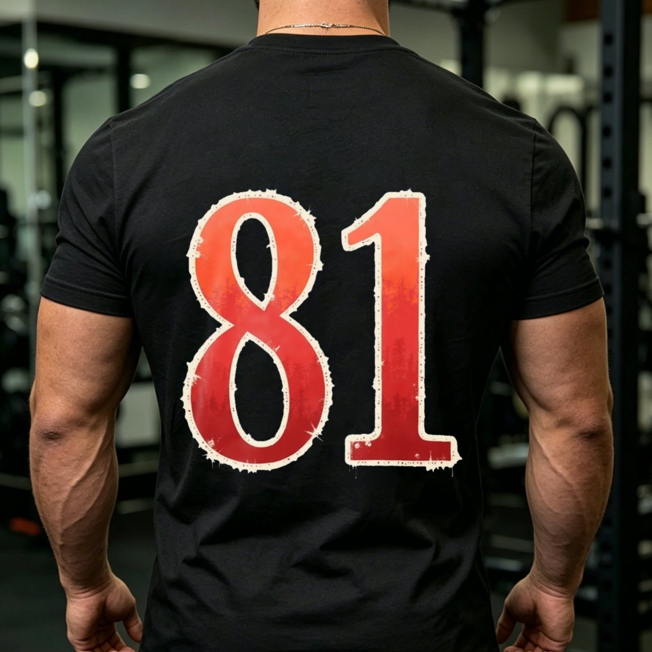 Men's With Red 81 Number Print For Outdoor Activities And Casual Wear
