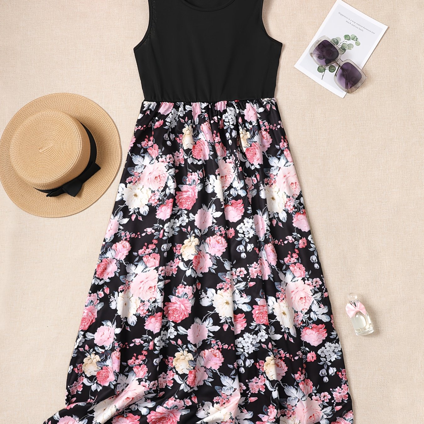 Women's Elegant Sleeveless Floral Print Dress