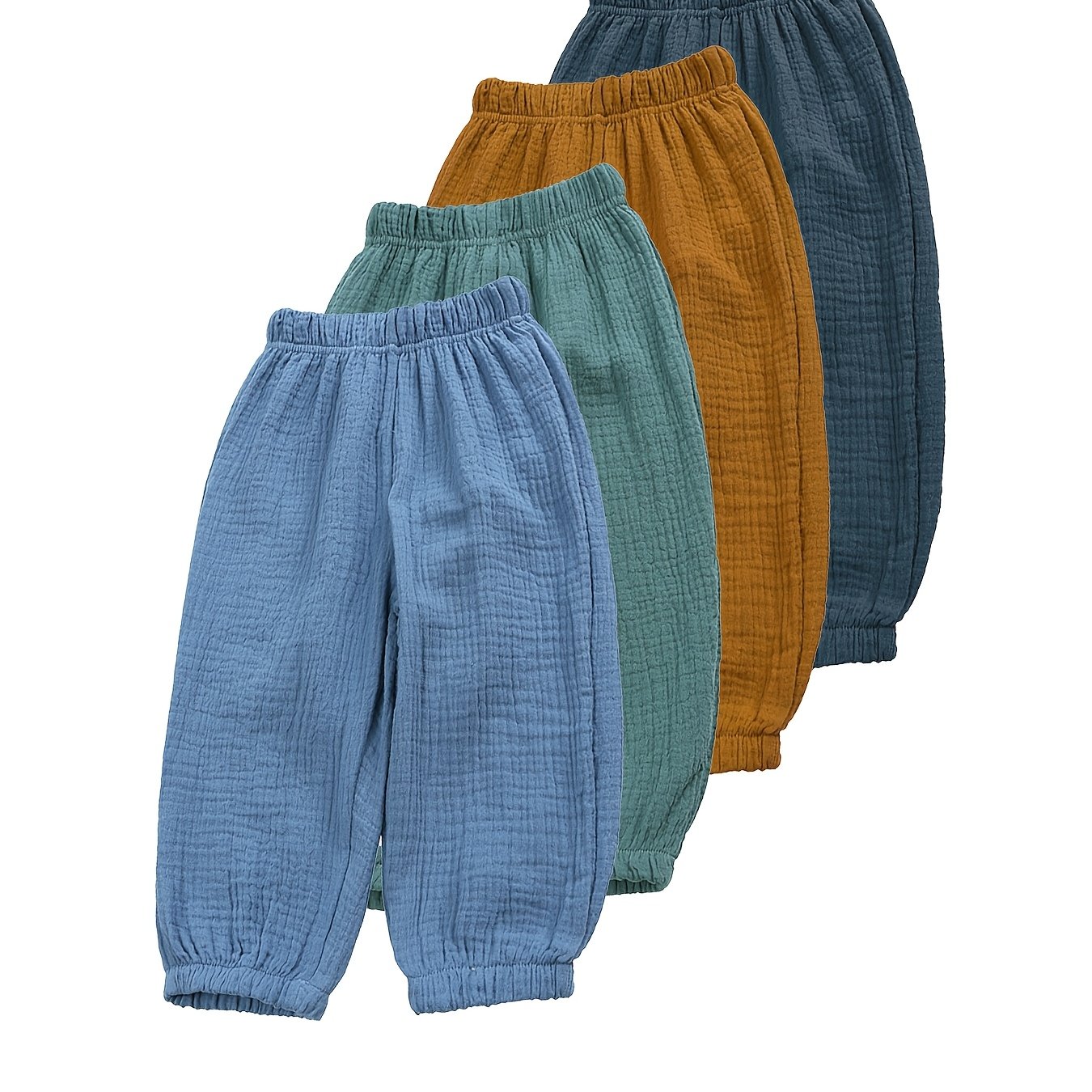4pcs Spring And Summer Thin Pants For Boys And Girls, Loose Lantern-style Versatile Long Pants, For Outdoor