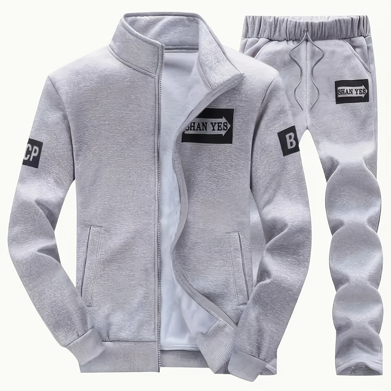 TEMU Nouvelle tendance de mode printanière pour homme, vêtements pour l'extérieur et , ensemble 2 pièces décontracté coupe-vent et chaud pour homme