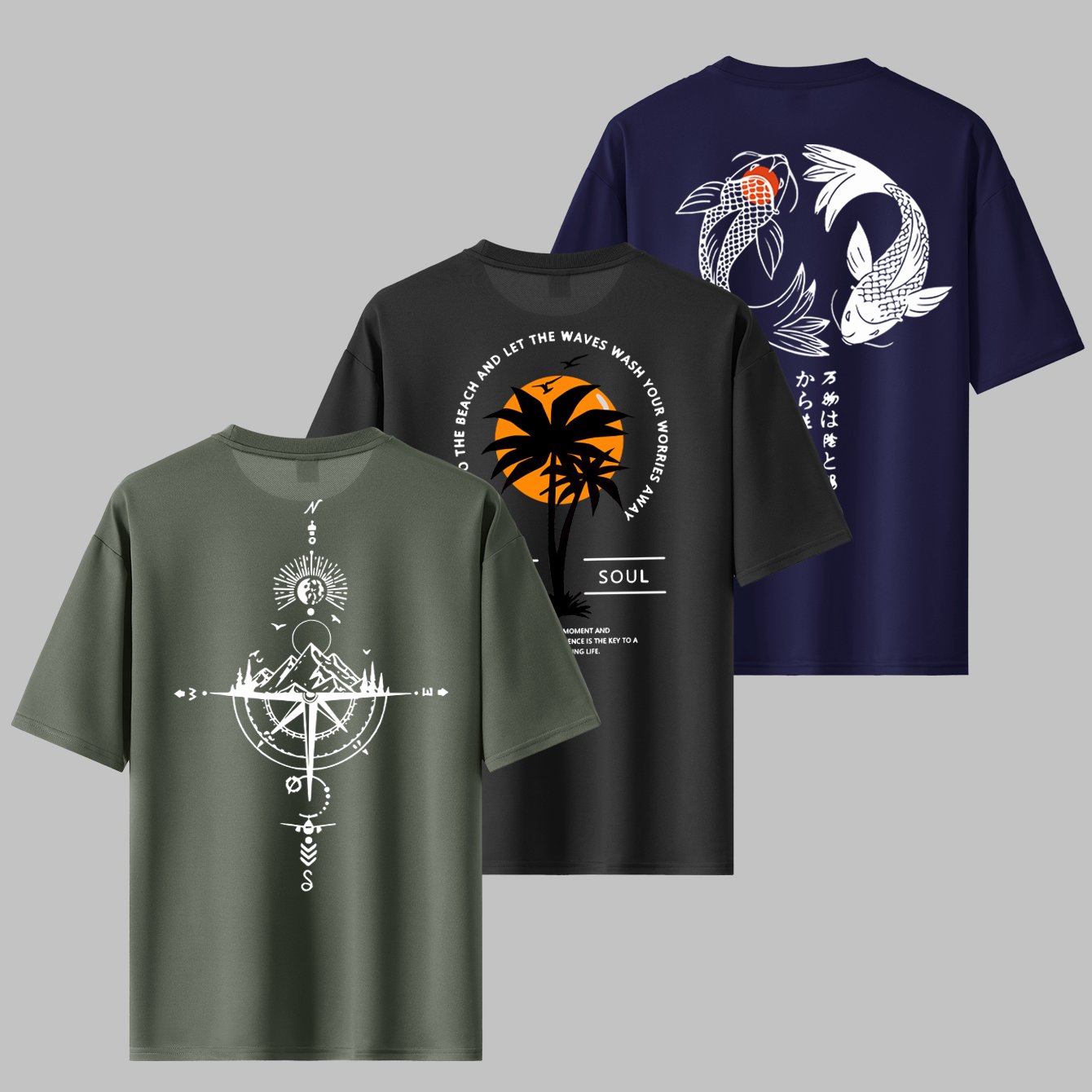 TEMU Trendy Loose Round Neck T-shirt, Casual Daily Short Sleeve T-shirt Letter Print 3pcs Set, As A Surprise Gift