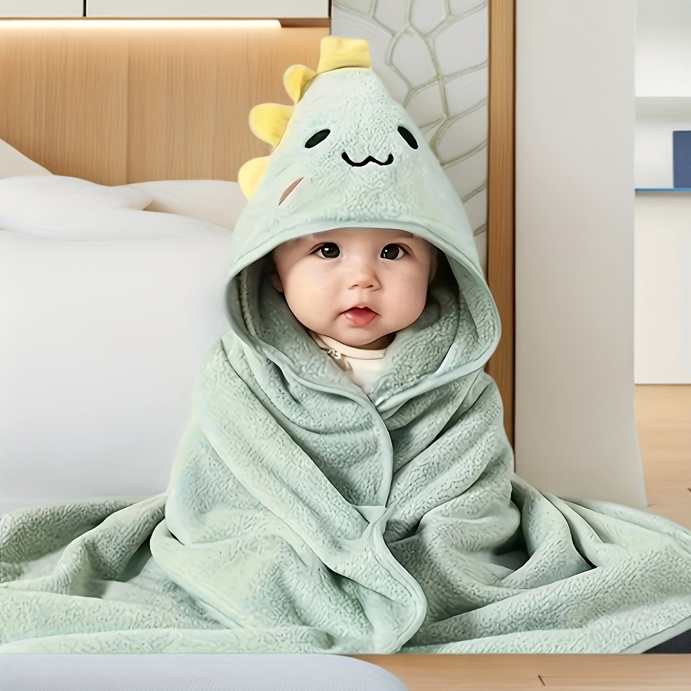 Children's Microfiber Hooded Towel - Featuring Cute Cartoon Animal Designs, A Perfect Gift For Kids Aged 0-8, Suitable For , In Gray, Green, And Khaki, The For Christmas