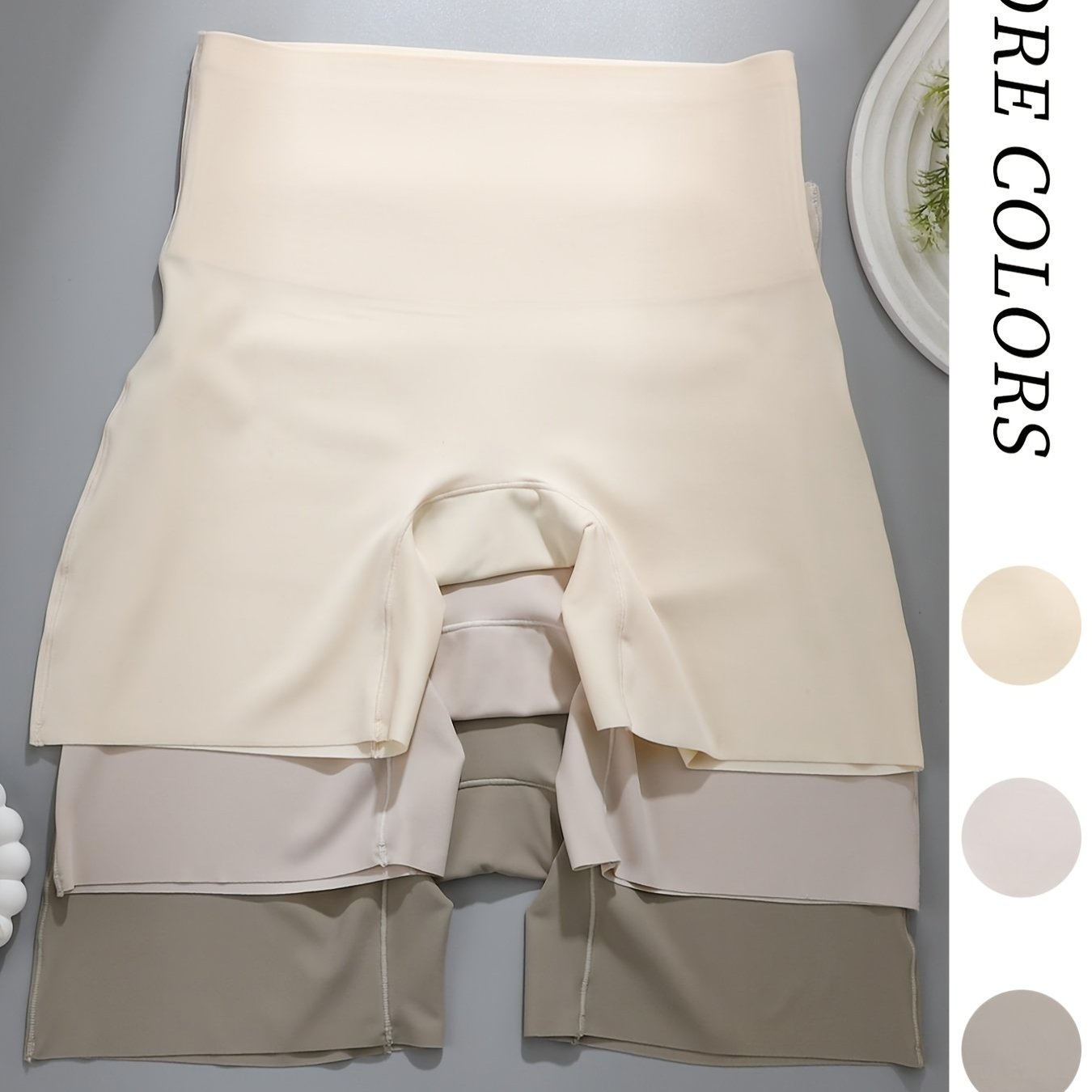 TEMU 3pcs High-waist Tummy Control Shaping Panties, Seamless Fabric Anti-see-through Leggings, Multiple Colors ! Seamless Fabric Shaping Panties,