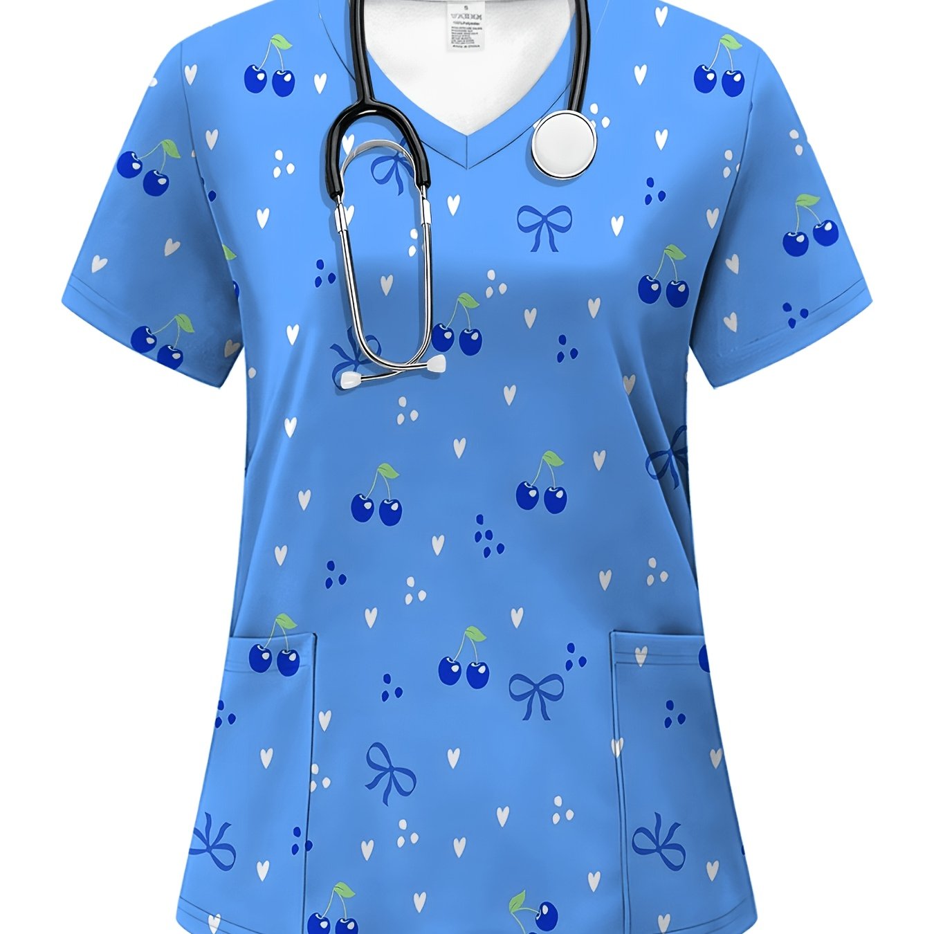 TEMU Love Print Top, Machine Washable Lightweight Fabric, For Spring/summer, Design, Nurse Workwear, Women's Nurse Uniform, , Healthcare Scrubs Top,