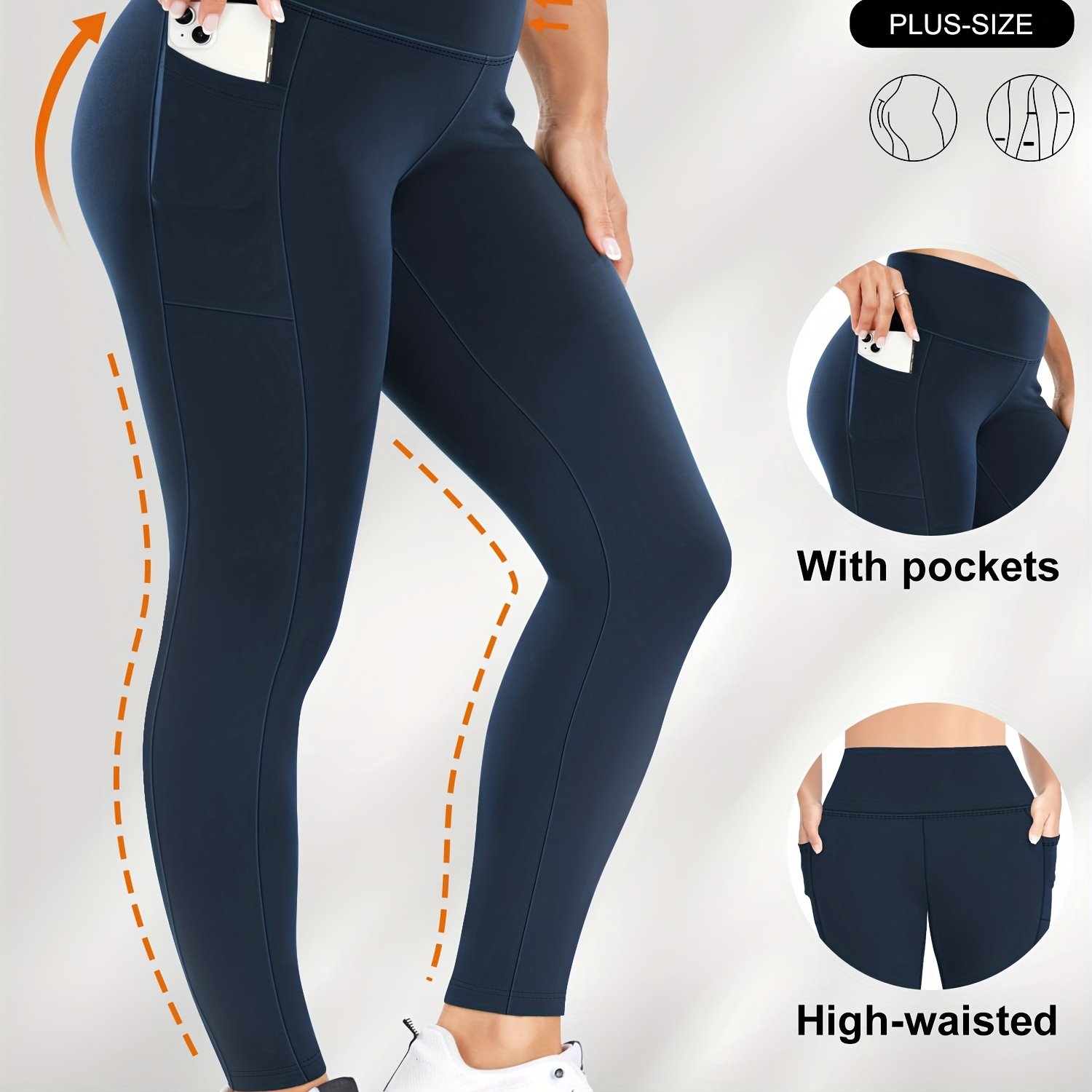 Plus Size - Plus Size - Women's Plus Size High-waisted Leggings - Comfortable And Soft Pants With High Elastic Fabric And Side Pockets, Ideal For Casual And Formal Wear In