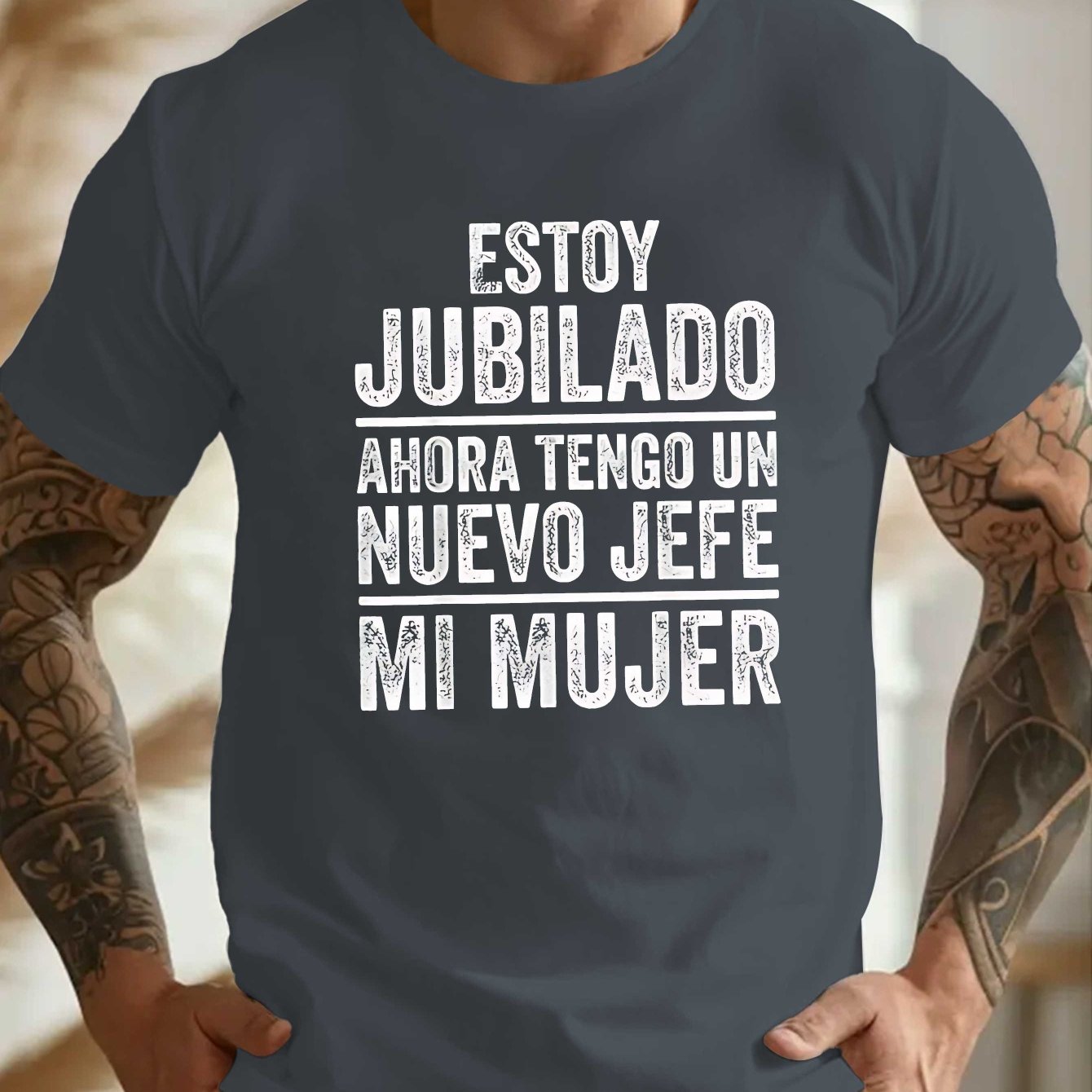 TEMU camiseta de hombre de talla grande con estampado arrugado en español