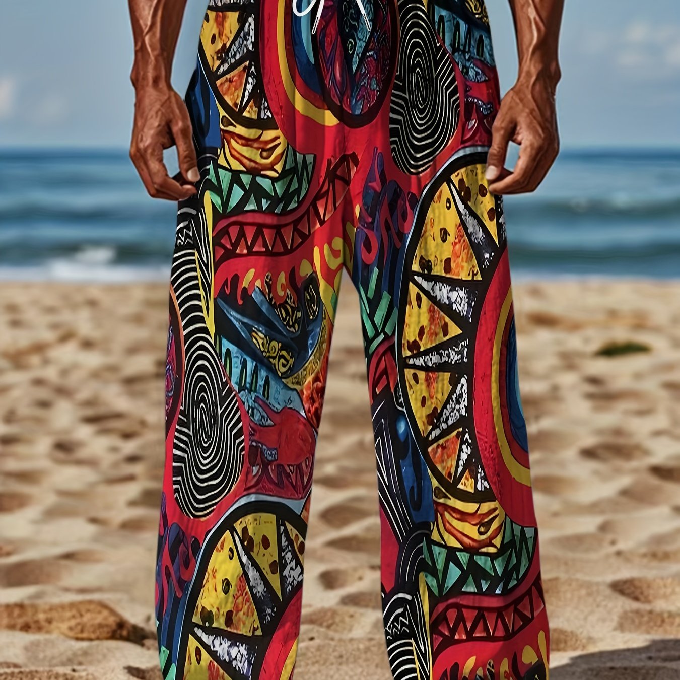 TEMU Men's Loose 3d Print Long Pants, Print, Breathable And Quick-drying With A Unique Street Style