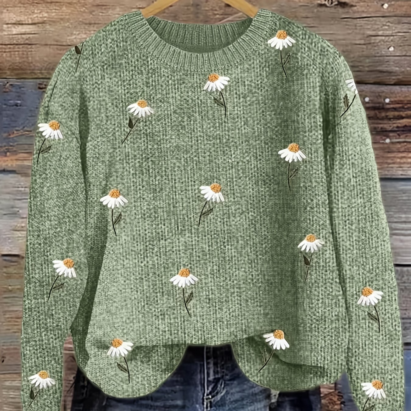 E-shop YY0825049 Trendige Herbst/Winter-Mode Neuheit Stilvoller vielseitiger Pullover mit Rundhalsausschnitt langen Ärmeln, Damen-Top mit flachem