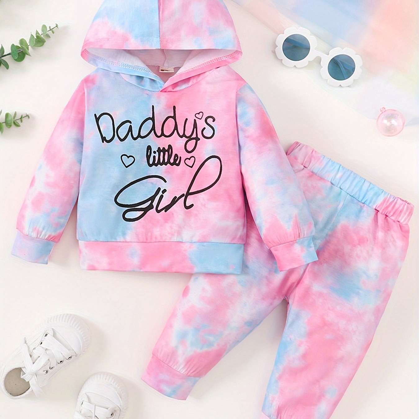 Adorable Outfit Baby Girls: Letter Printed Tie dye Hoodie - Temu