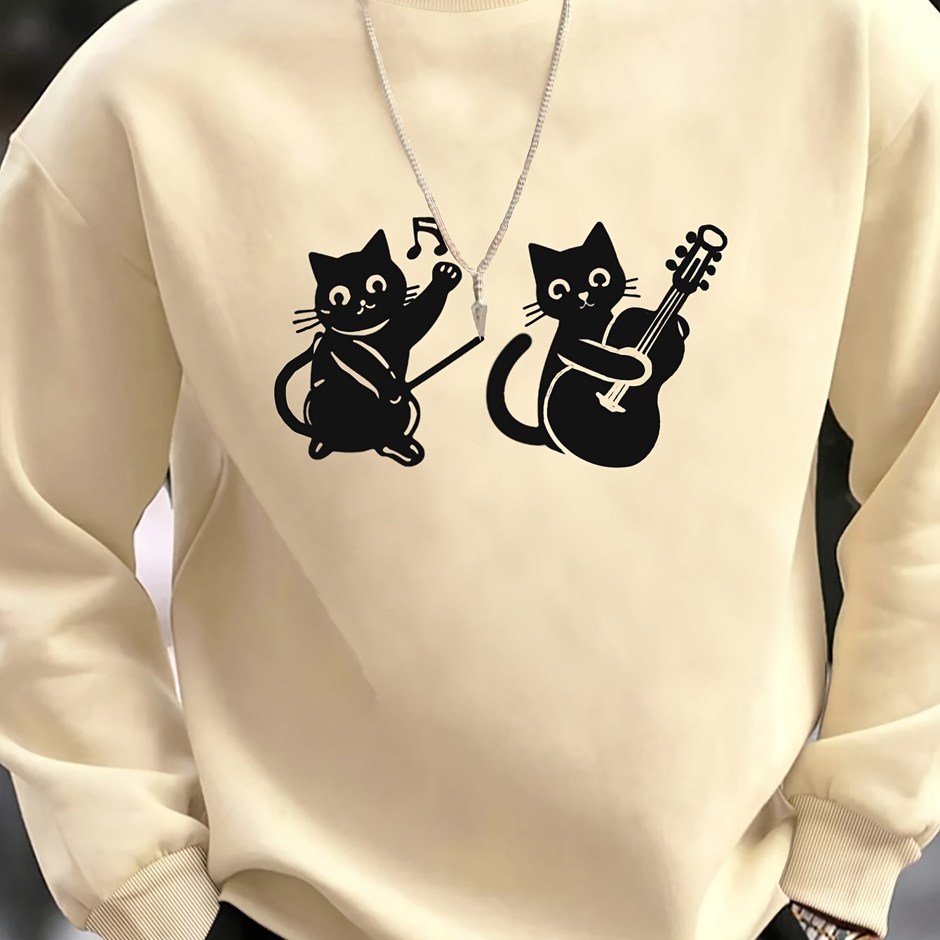 TEMU Pull à col rond épais tricoté imprimé tendance pour homme