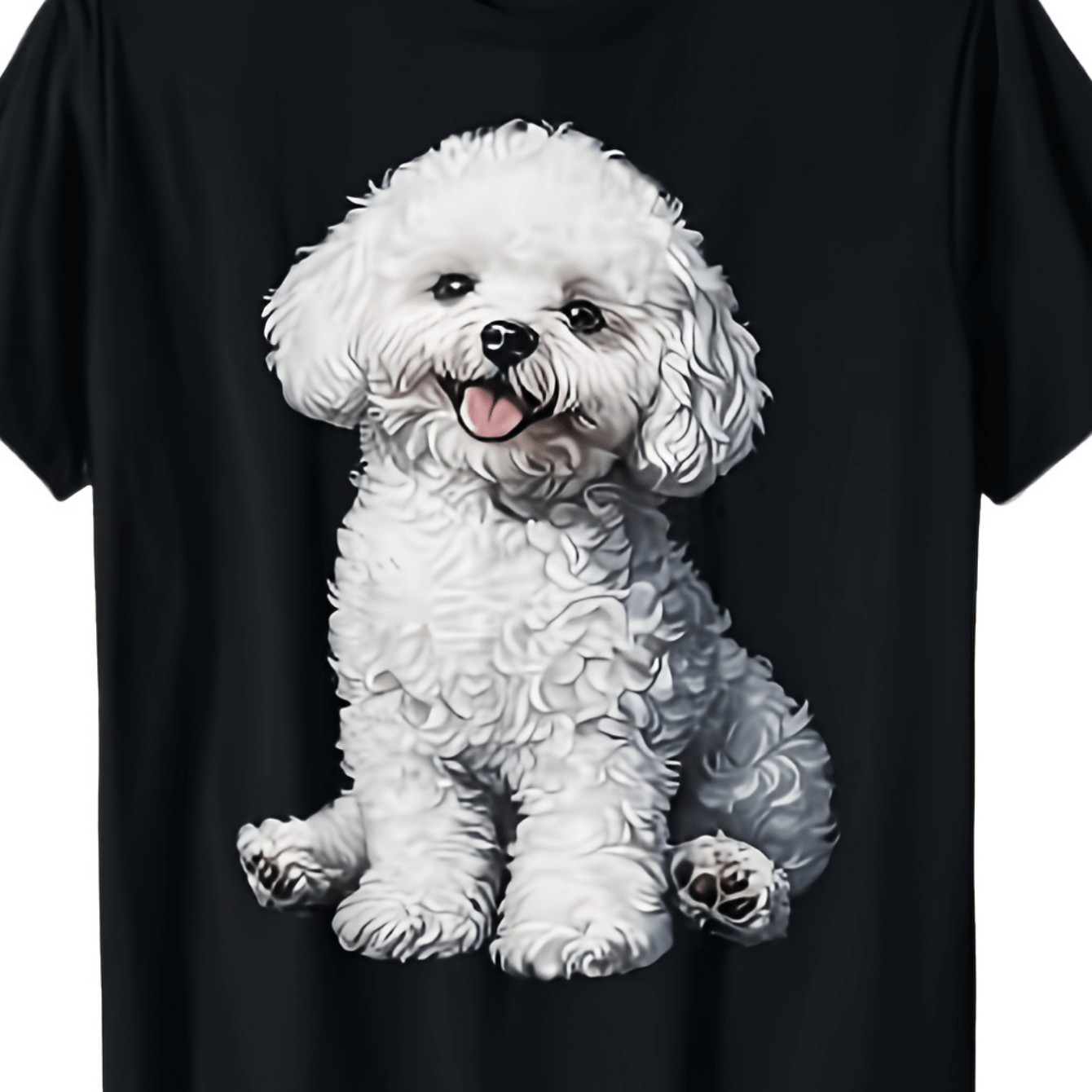 TEMU T-shirt For White Fluffy Dog Lovers Featuring A Cute Sitting Puppy Design, Made Of Soft And Breathable Fabric, An Ideal Gift For Pet Owners