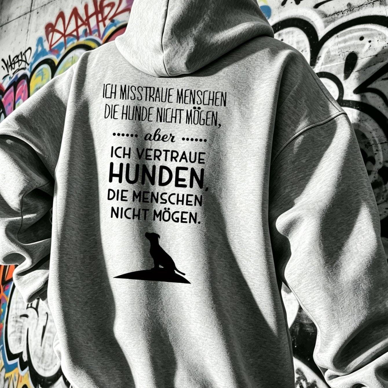 Image of Men's Hoodies Gift, German Text Dog Silhouette Graphic Print 2026 New Style Men's Hooded Sweatshirt Top, Men's Clothing Hoodies, Shipping