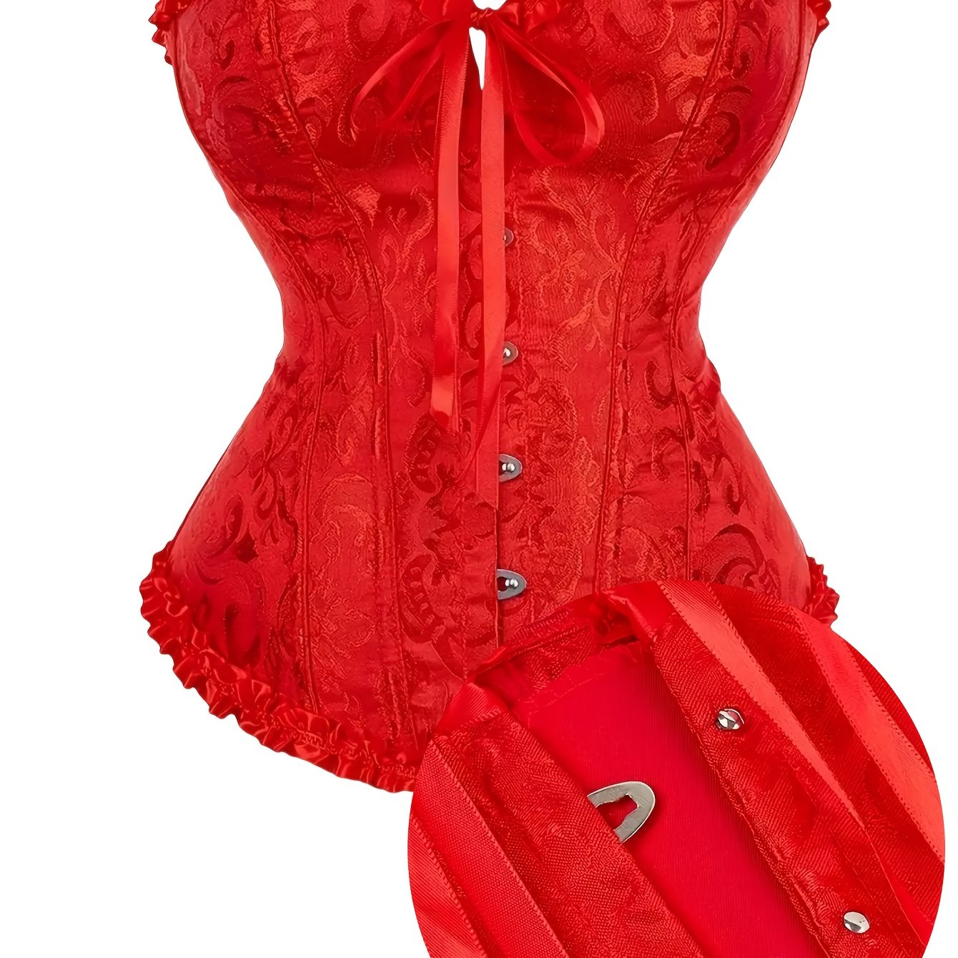 TEMU Women's Back-lace Corset, Elegant Overbust Waist Cincher, Court Style Shaping Bodice, Sexy Bridal Gown Trainer, Christmas Attire