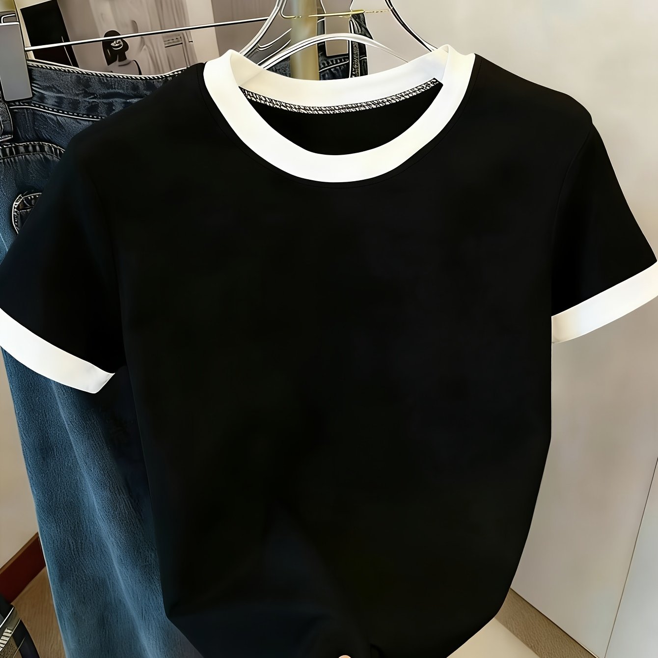 TEMU A Must-have For Spring And Summer New Arrivals, American-style Retro Color-block Women's Casual T-shirt, Basic And Versatile For Everyone, Made