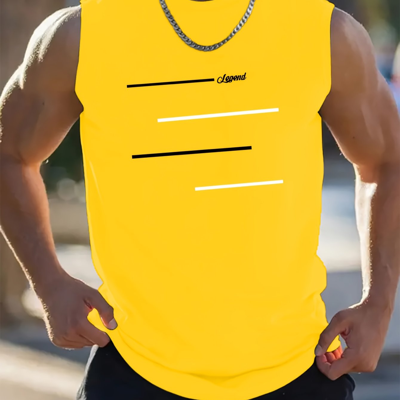 TEMU Men's Spring And Summer Round-neck Print Tank Top From American Streetwear, A Versatile And Stylish Casual Top
