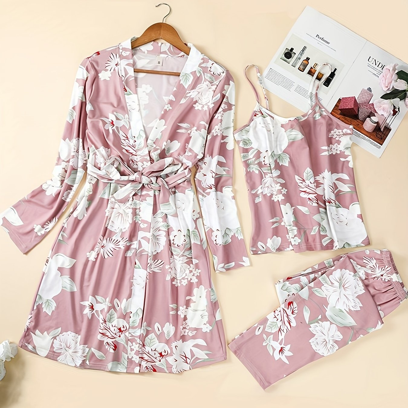 Spring/autumn Vintage Print 3pcs Women's Set With Cardigan