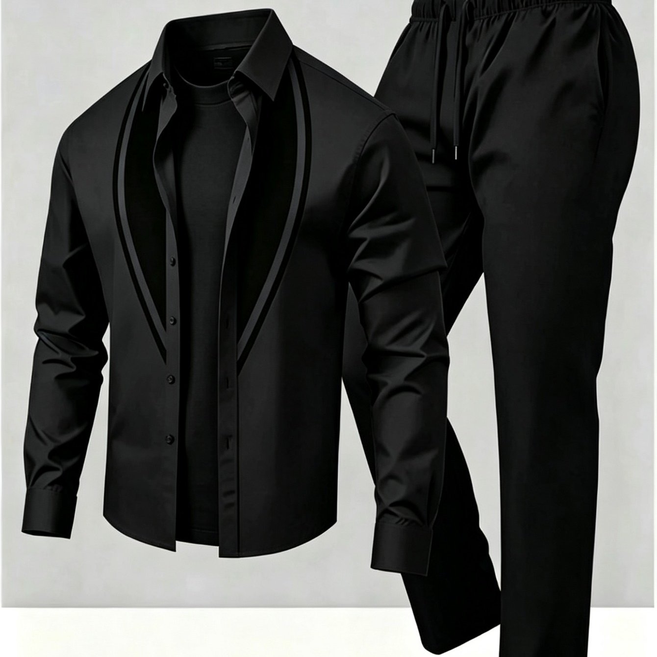 TEMU A 2pcs Men's Casual Suit (men's Long-sleeved Shirt + Pants), Made From High-quality Fabrics With Stylish Prints, Is And Elegant, Halloween ,