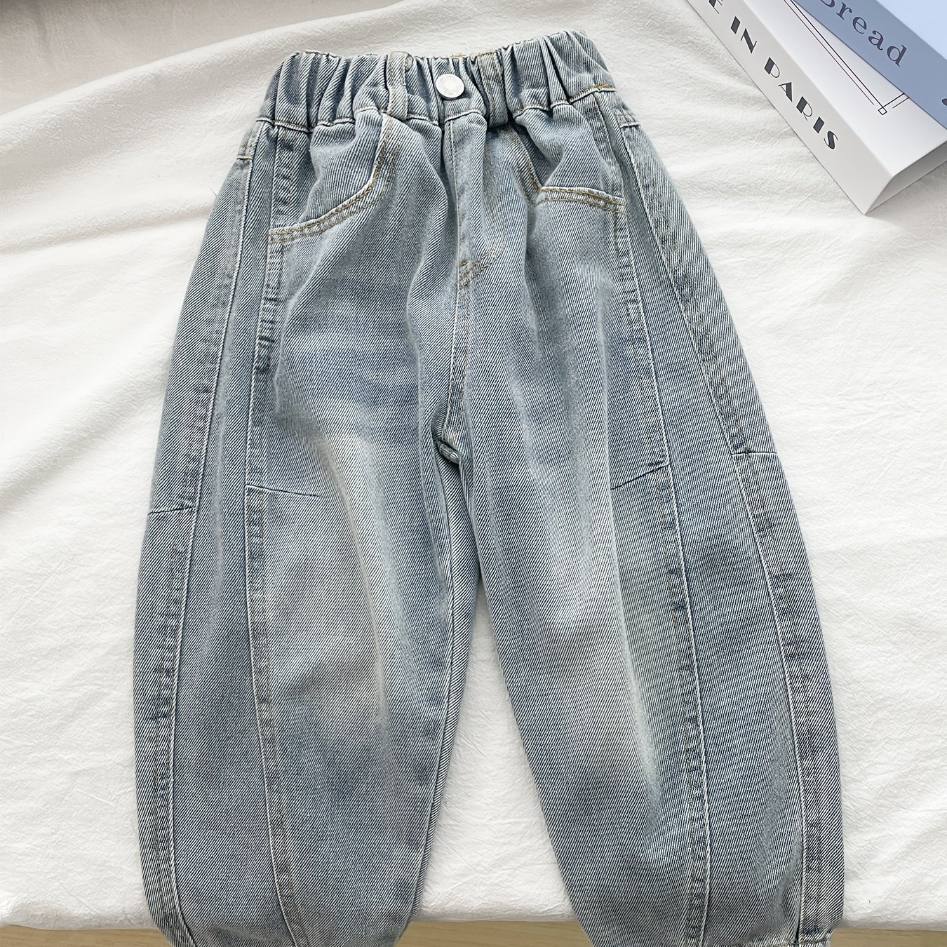 Spring Style Curved Knife Jeans, Casual Loose Mid-size Korean Style Wide-leg Trousers (size Runs Small)