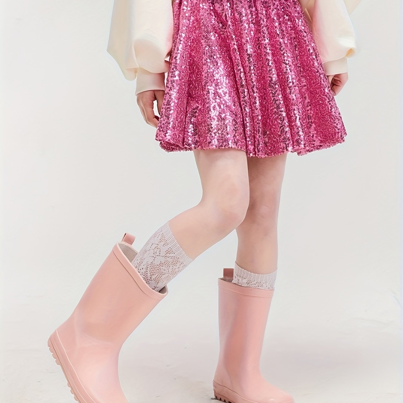 Image of Cute Sequined Mesh Half Skirt For Girls, With Panties, Suitable For Street Style, Parties, Kids' Gift, Teenager Dress/teenager Clothing