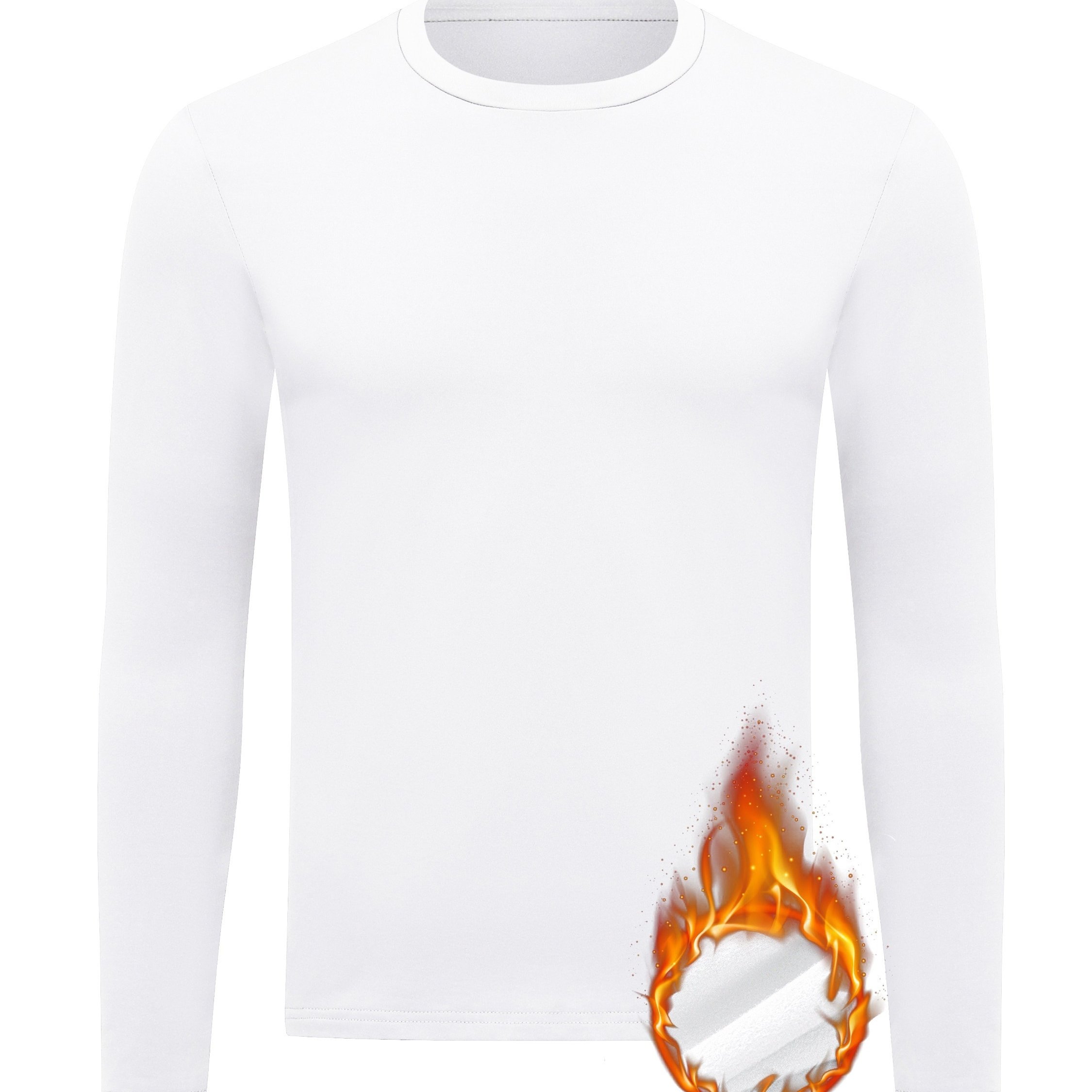 Long Sleeve Crew Neck Thermal Tops For Men With Fleece Lining, Ideal As A Base Layer