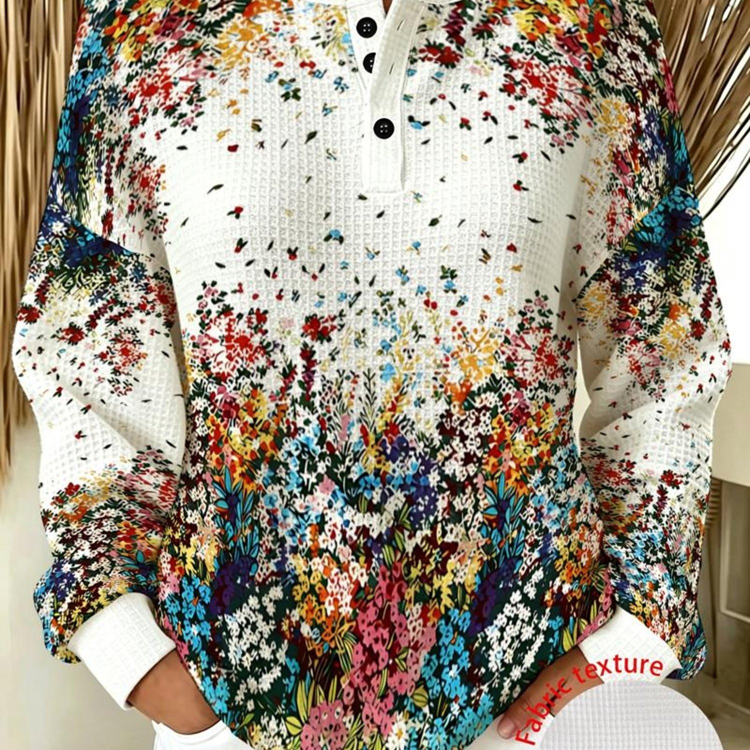 TEMU Plus Size Women's Sweatshirt, Mixed Colors, Multi-sizes , Vibrant Floral Pattern, Natural-inspired Aesthetic, Suitable For Casual Wear And ,