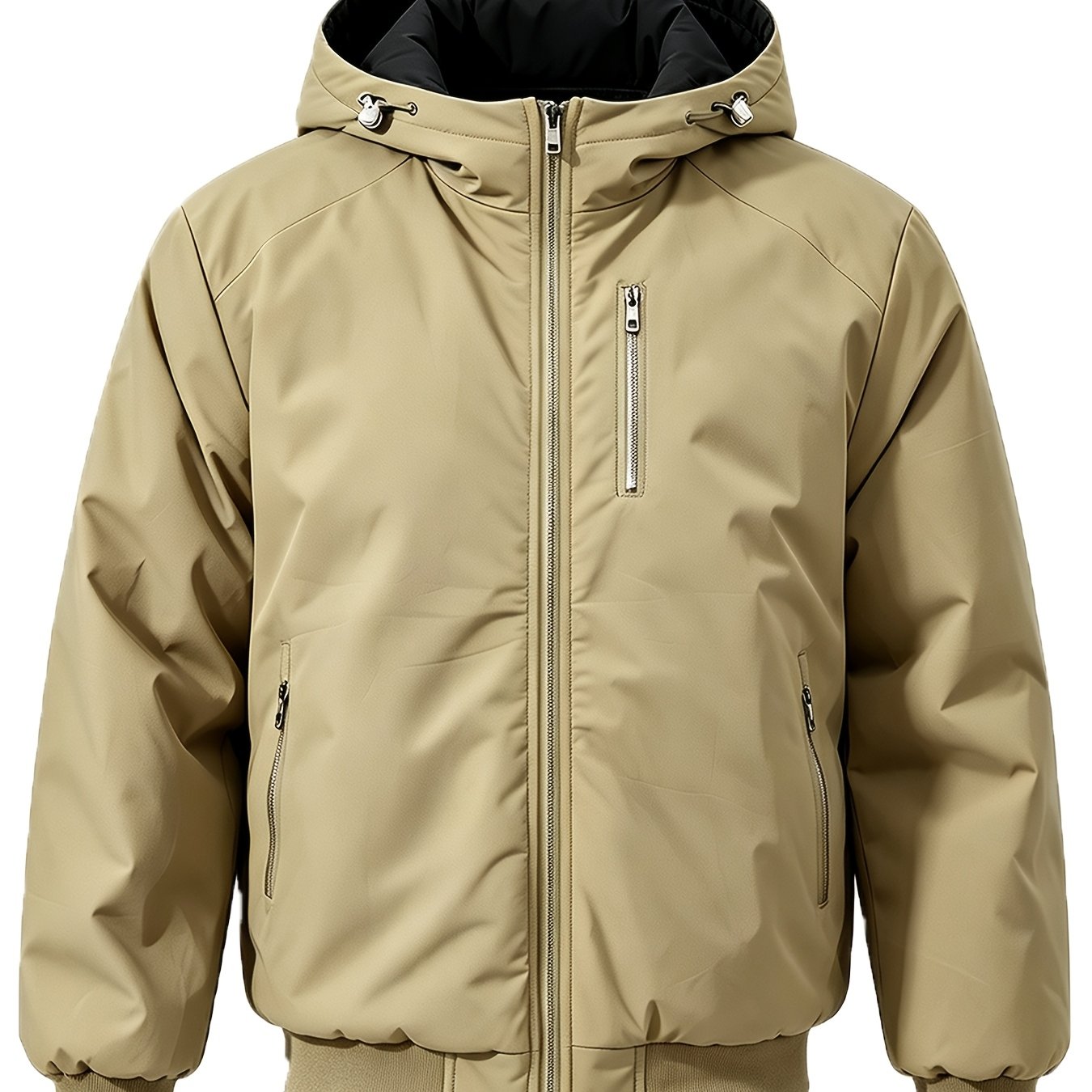 Men's Hooded Padded Winter Jacket with Quilted Design