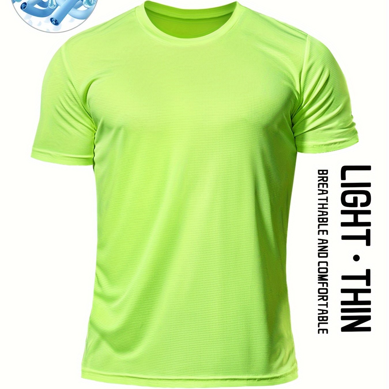 TEMU Men's Sports T-shirt, Quick-drying And Breathable, Perfect For Fitness, Running, And Casual Wear, Ultra-lightweight With Moisture-wicking