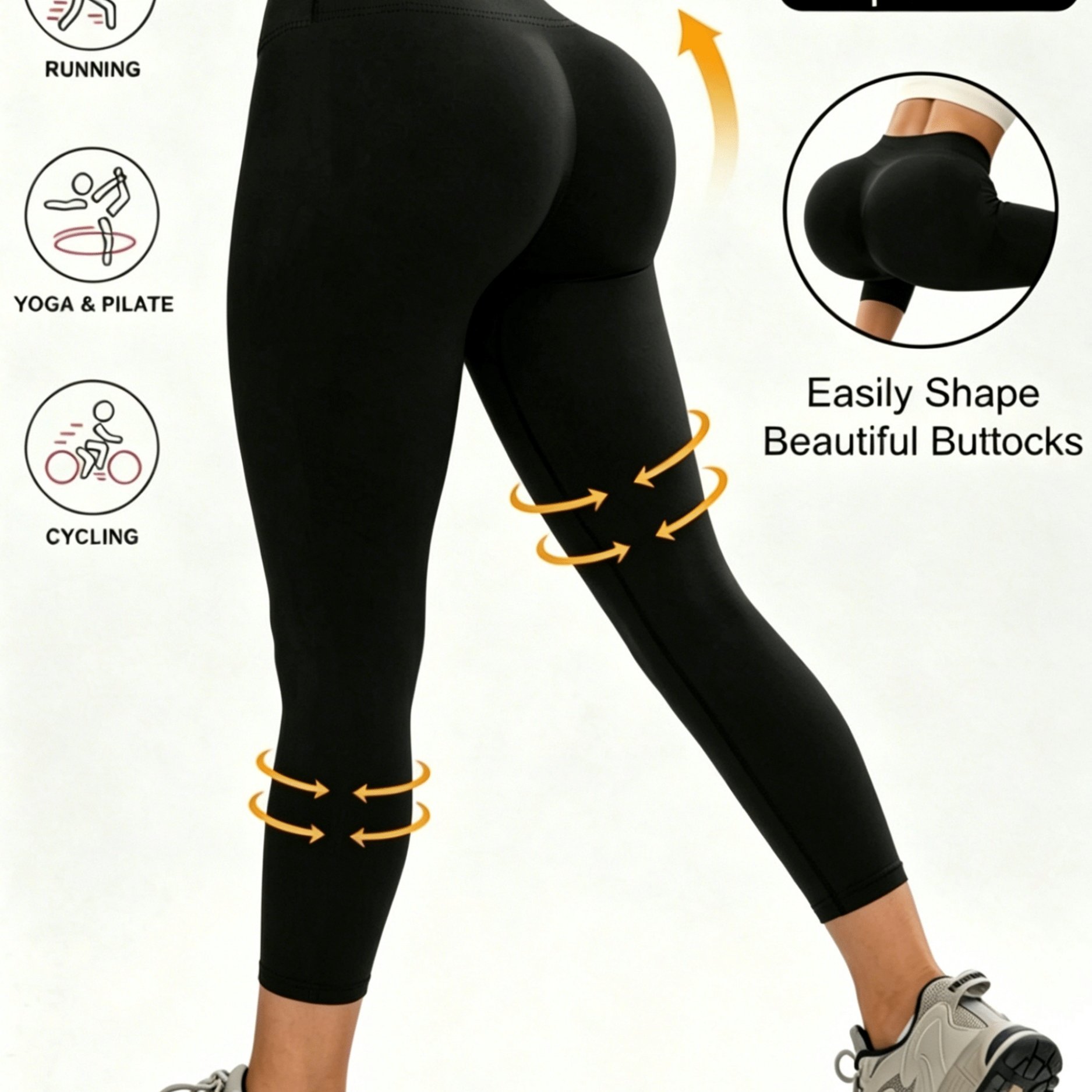 TEMU Women's High-waist Tummy Control Pants - Stretch Leggings, Solid Color Ankle Length Trousers Suitable For Outdoor Leisure, Exercise, Running,
