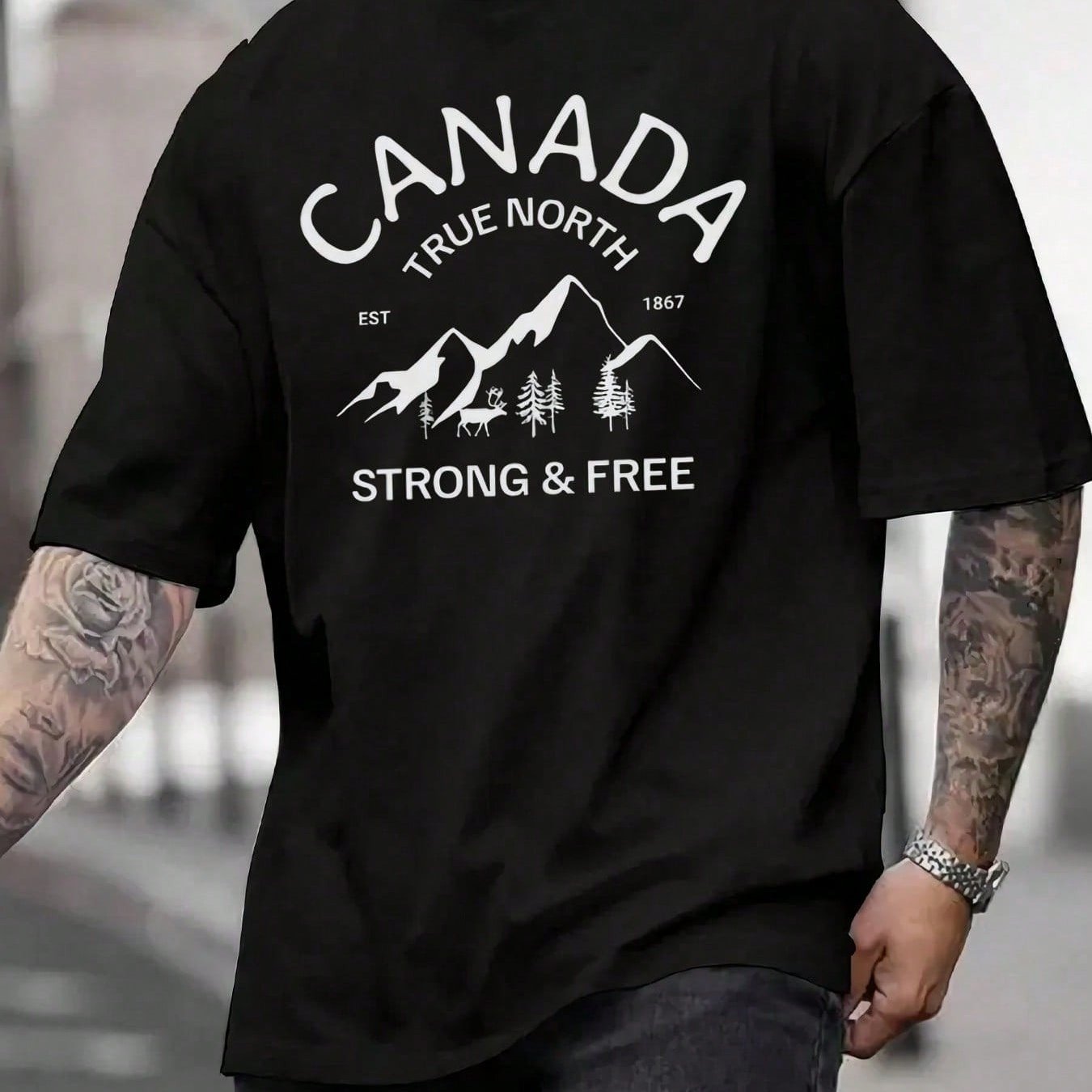 TEMU T-shirt pour homme avec imprimé motif "Canada Vrai 1867 "