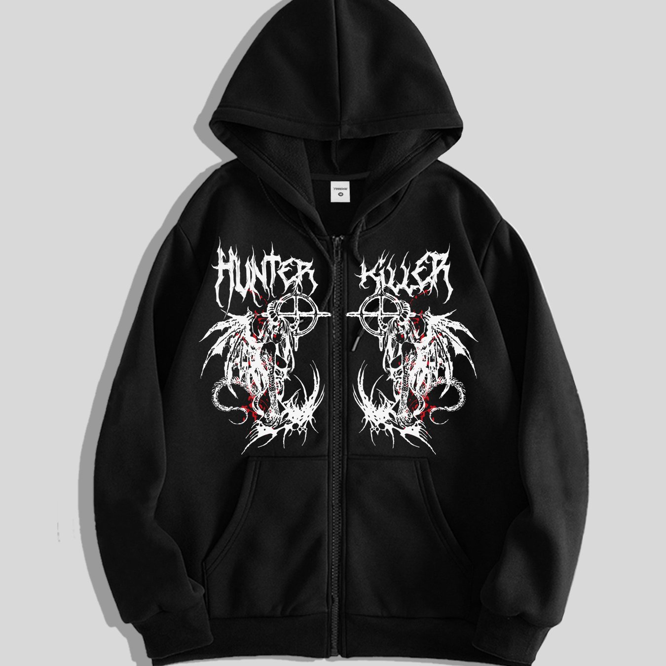 TEMU Hunter Killer Gothic Dark Men's Cardigan Hoodie For Spring And Autumn