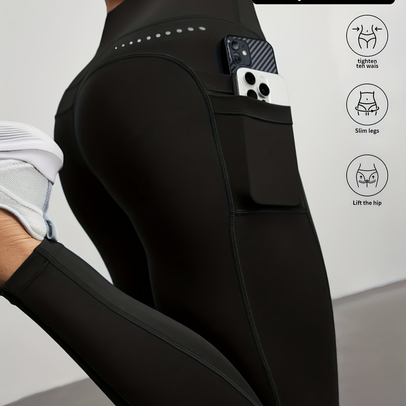 Image of Women's Fashion Sporty Leggings, , Stretch, High-waisted Waist-defining And -lifting, Suitable For Workouts, Fitness, And Outdoor Activities, Casual And Comfortable