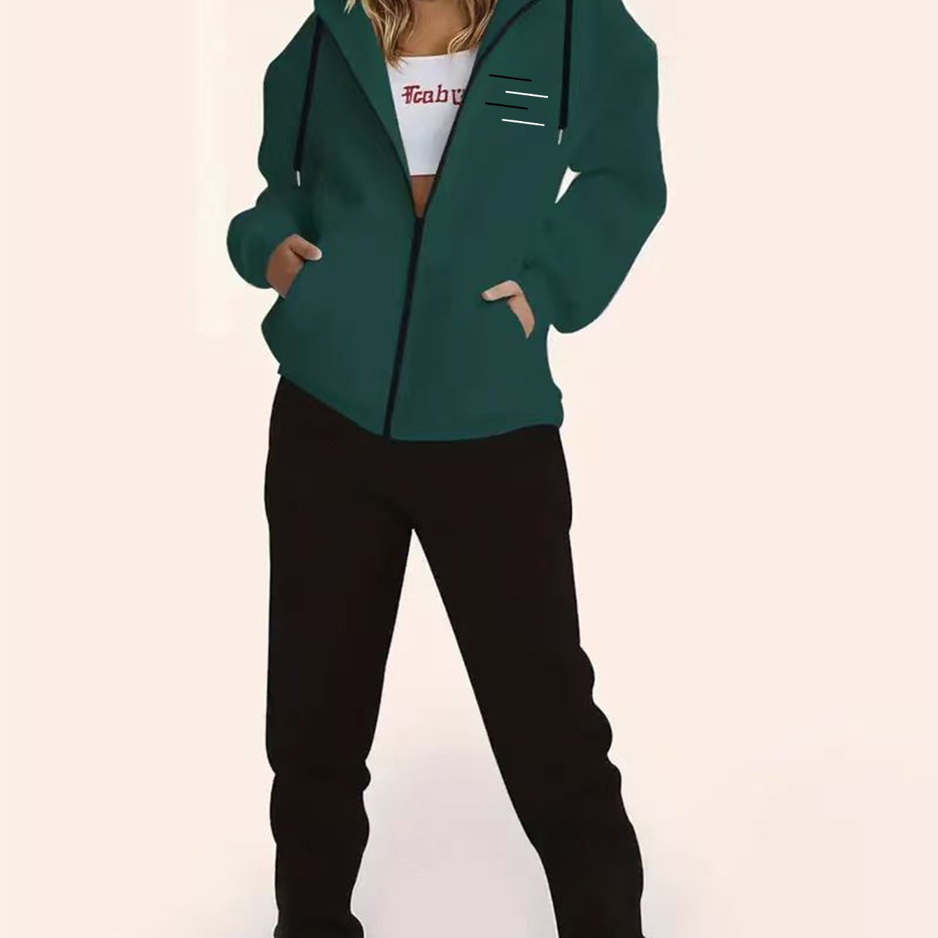 TEMU A Set Of 2pcs Fashionable Hoodies And Sweatpants For Women, With Easy Line Element Print Style - Comfortable Fiber, Machine Washable, Autumn