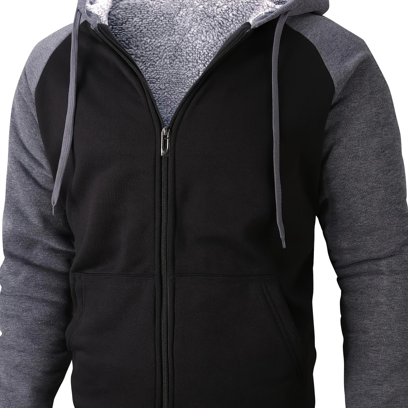 Image of Men's Full-zip Jacket With Hood & Pockets - Hooded Outer Coat, Full-length Zipper Closure,, Casual Winter Jacket For, Commuting, Outdoor Activities (hand Washable) - One-season Outerwear
