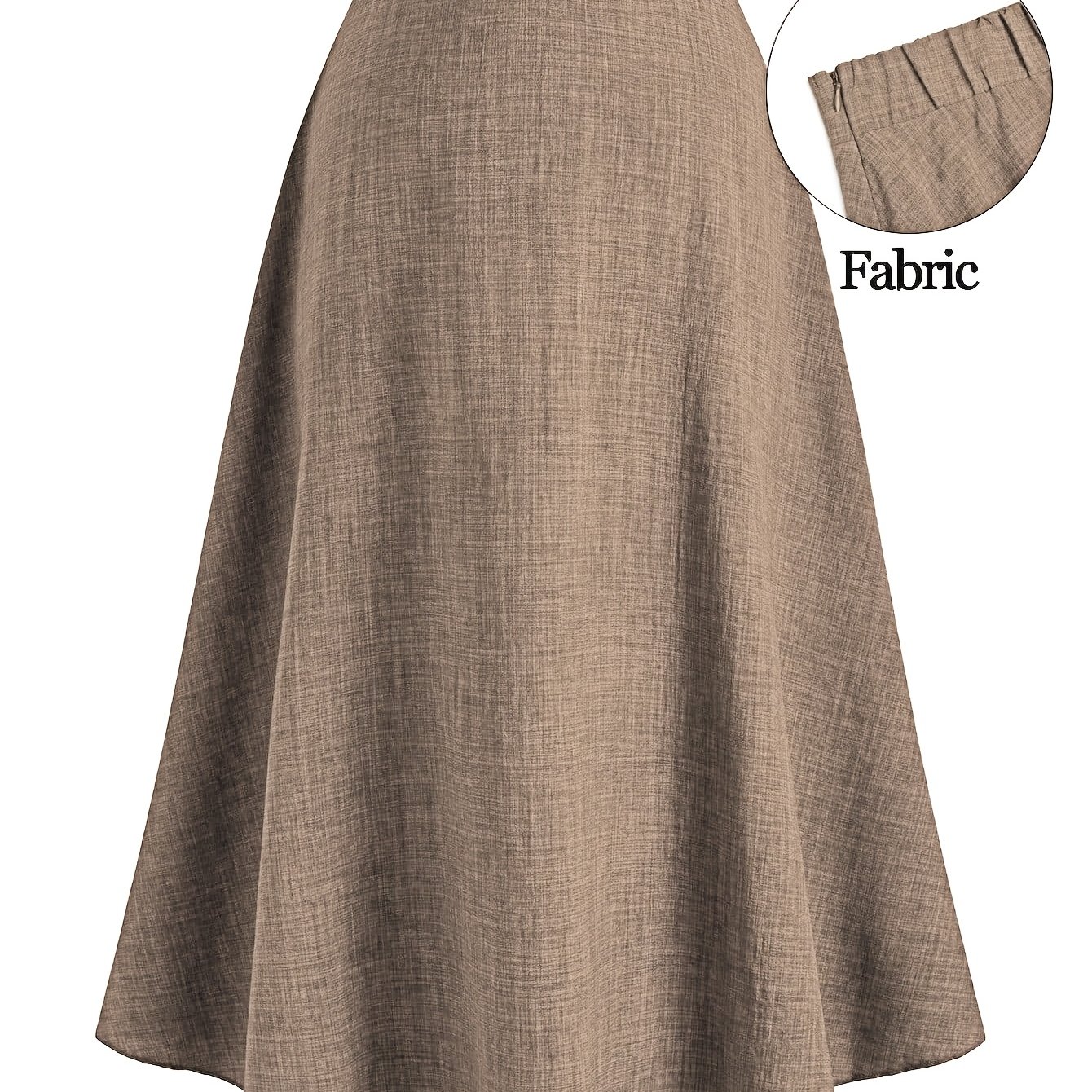 TEMU Plus Size, Women's Plus Size Elegant A-line Solid Color Midi Casual Skirt For