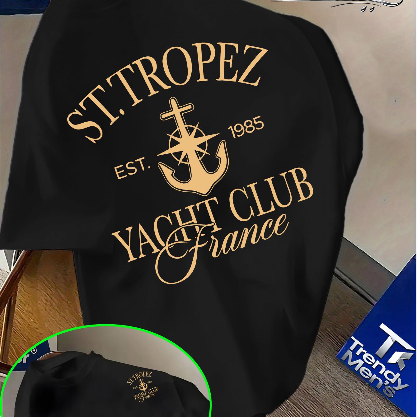 Image of Vacation Leisure Style St.tropez Anchor Print Crew Neck T-shirt, A Versatile And ! Crew Neck Short-sleeve Top, Casual Loose- T-shirt, Suitable For Daily Wear And Casual Sports, Plus Size