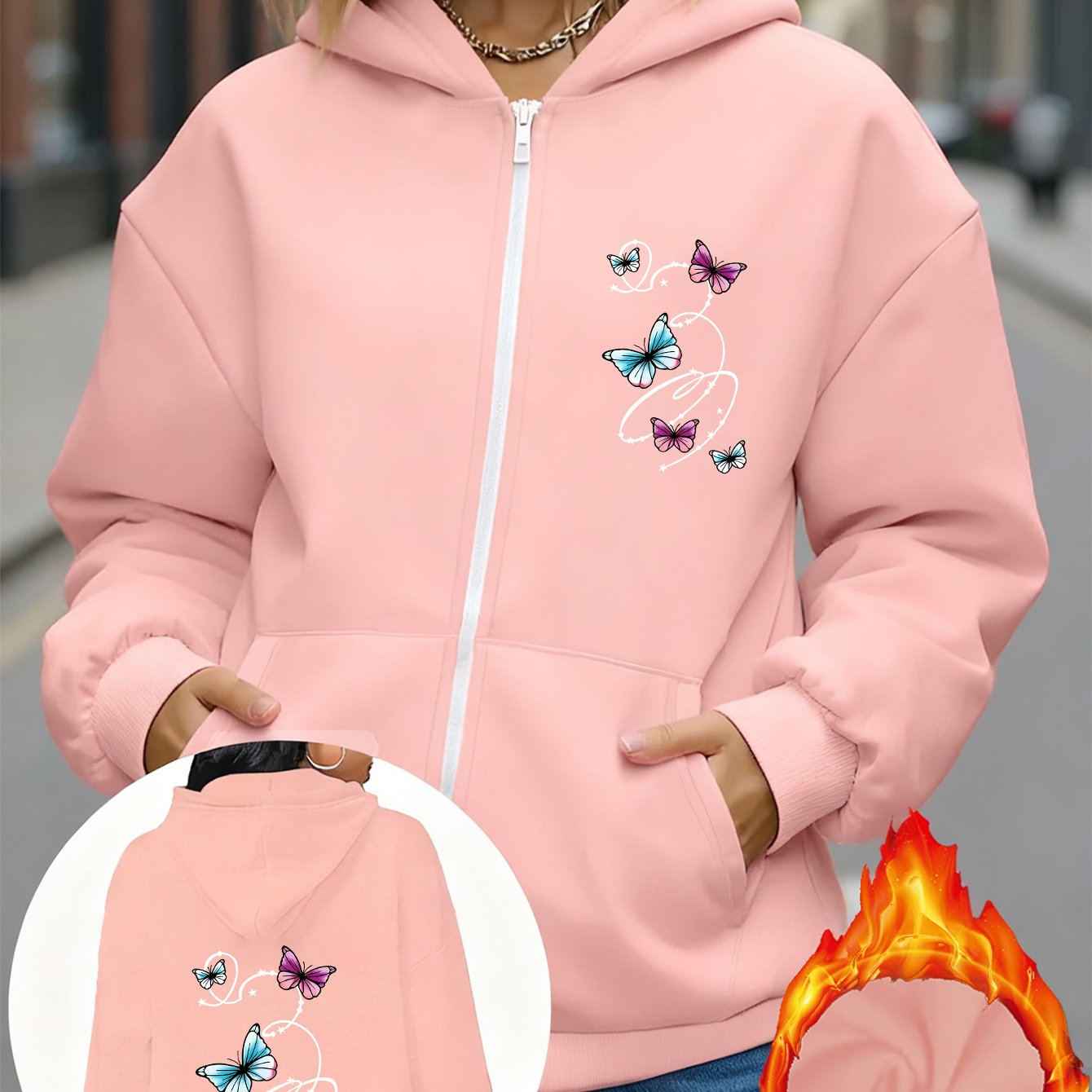 TEMU 1pc Color-block Animal New Y2k Women's Sportswear Autumn Winter Hooded Zip-up -lined Cardigan Soft Comfortable Polyester Top Casual Jacket
