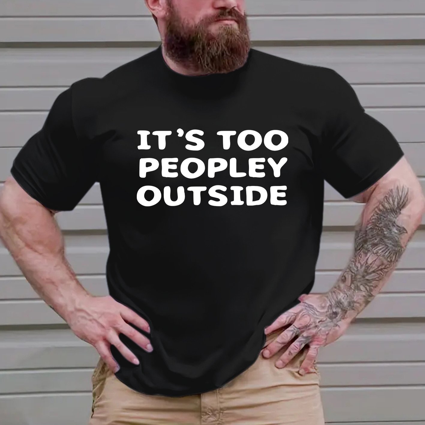 TEMU Men's Plus Size Summer Casual Stretchy Short-sleeve Round Neck T-shirt