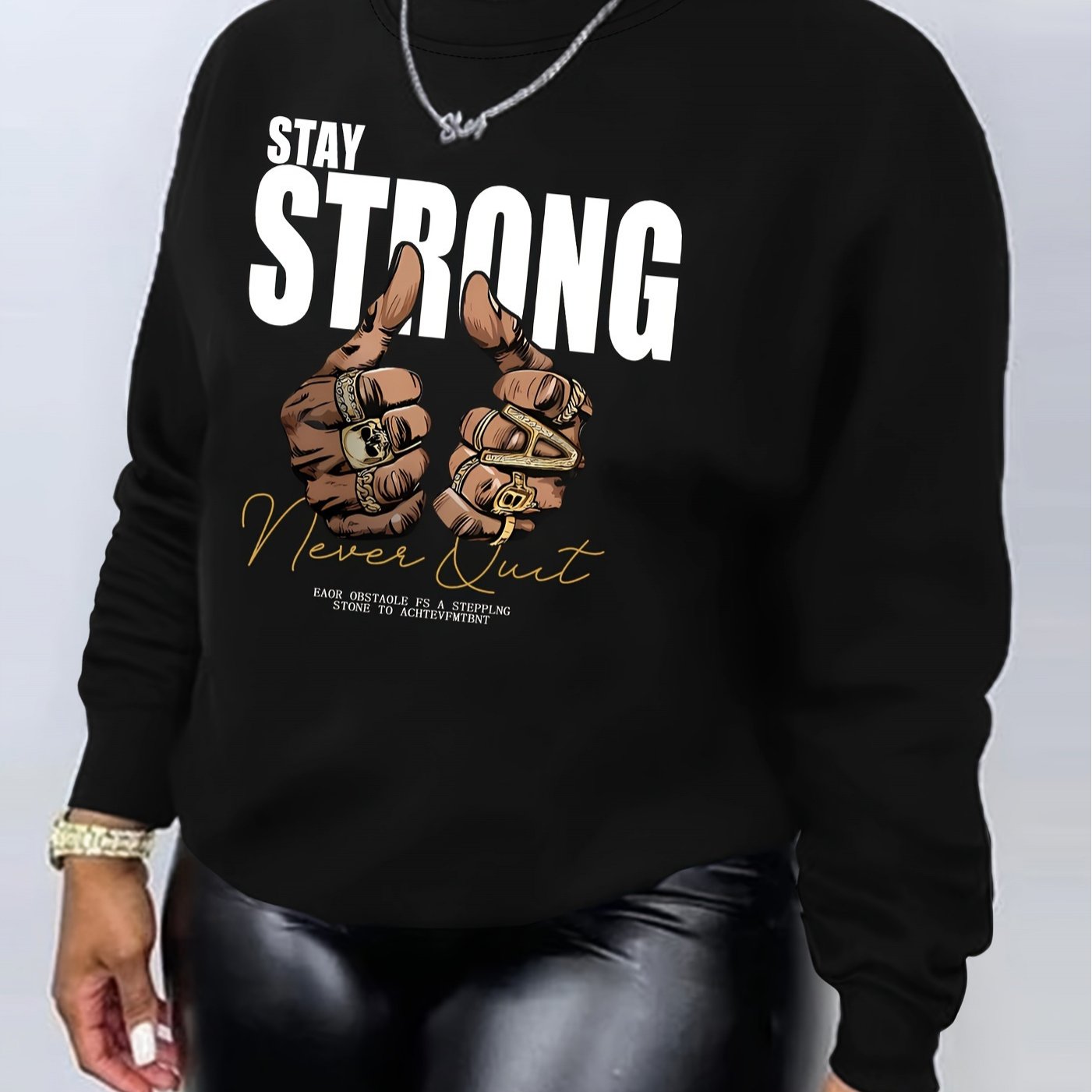 Women's Motivational "" Bump Graphic Sweatshirt - Printed Long Sleeve Crewneck Sweater With Inspirational Slogan, Casual Fall & , & Golden Lettering, Comfortable Casual Attire For